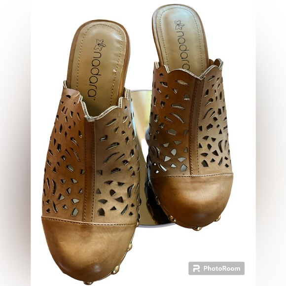 Nadara genuine leather heeled clogs! NIB! - Picture 3 of 7